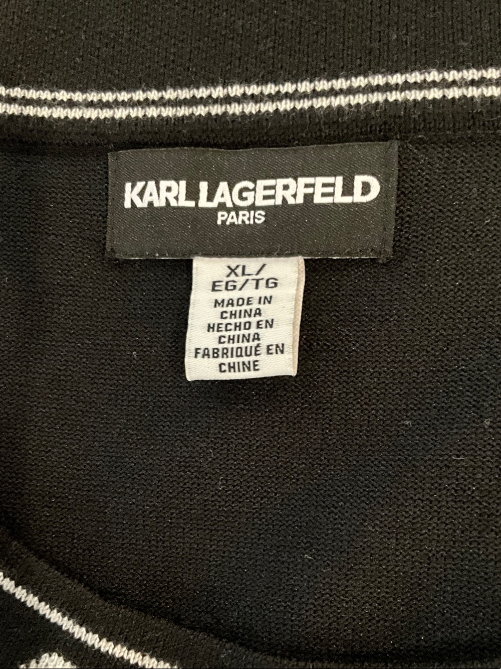 Karl Lagerfeld Black Sleeveless Tank with White Logo Trim - NWOT - Picture 6 of 8